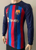 2022-2023 FC Barcelona Long Sleeve Home Shirt Raphinha Champions League Kitroom Player Issue Mint Condition Size L