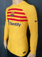 2022-2023 FC Barcelona Long Sleeve Fourth Shirt Senyera Ferran Torres La Liga Kitroom Player Issue Mint Condition Size M