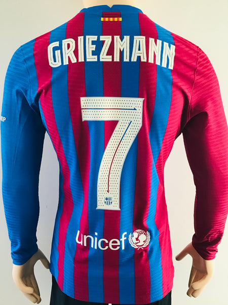 2021-2022 FC Barcelona Long Sleeve Home Shirt Griezmann Joan Gamper Trophy Kitroom Player Issue Mint Condition Size M