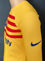 2022-2023 FC Barcelona Long Sleeve Fourth Shirt Senyera Ferran Torres La Liga Kitroom Player Issue Mint Condition Size M