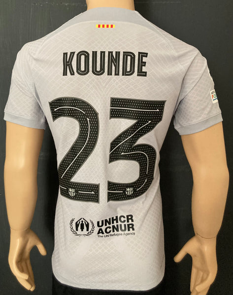 2022-2023 FC Barcelona Third Shirt Koundé Champions League Kitroom Player Issue Mint Condition Size L