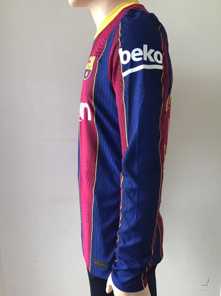 FC Barcelona Away Soccer Long Sleeve Jersey 2020/21 Kitroom Player