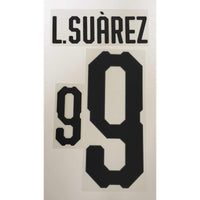 Name set Número “L. Suárez 9” Selección Uruguay 2018 Mundial de Rusia  Para la camiseta de local/for Home kit Stilscreen