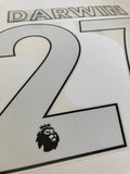 Name set Número Darwin 27 Liverpool FC 2022-23 For home kit/Para la camiseta de local Premier League Avery Dennison Player Issue