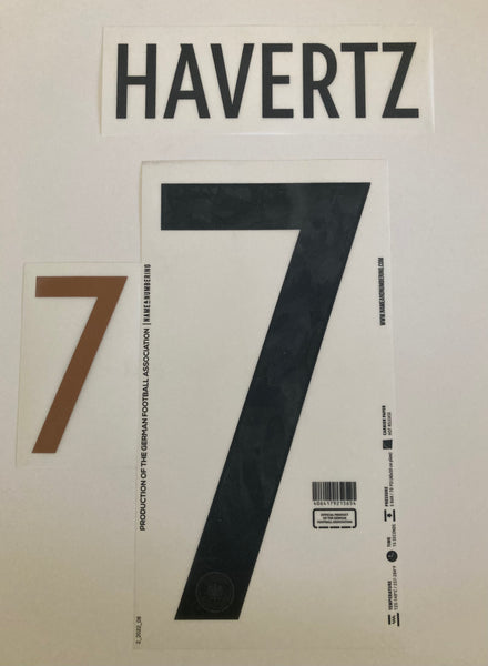 Name set Número Havertz 7 Selección Alemania 2022 Para la camiseta de local/For Home kit Qatar WC Name and Numbering