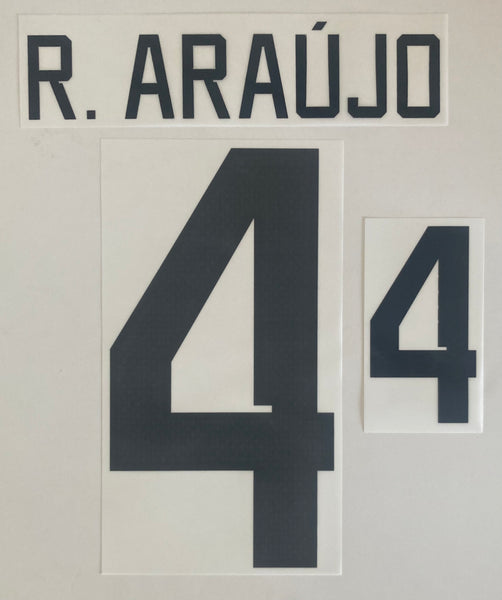 Name set Número “R. Araújo 4” Selección Uruguay 2022 Mundial de Qatar  Para la camiseta de local/for Home kit Stilscreen