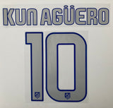 Name set Número Kun Agüero 10 Atlético de Madrid 2008-09 For away kit/Para la camiseta de visita Sipesa