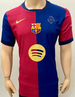2024-2025 FC Barcelona Home Shirt Frenkie De Jong La Liga Spanish League Kitroom Player Issue BNWOT Size L fitted 125 Anniversary Patch