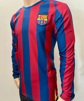 2005-2006 FC Barcelona Home Shirt Ronaldinho Gaucho Reissue Player Issue Authentic Long Sleeve Total 90
