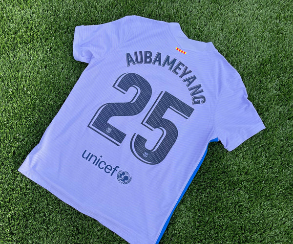 2021 - 2022 Barcelona Away Aubameyang Shirt Player Issue Authentic Mint Condition Size XL Fitted