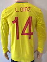 2020 2021 Colombia Home Shirt Long Sleeve Player Issue L. DIAZ 14