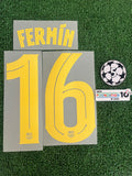 2025-2026 FC Barcelona Home and Fourth Name Set Patches and Number Fermin Lopez Player Issue Cup and Champions League Stahls TextPrint