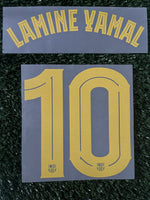 2025-2026 FC Barcelona Home Name Set and Number Lamine Yamal Player Issue Champions and Cup Textprint Adult Size