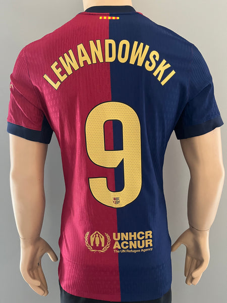 2024-2025 FC Barcelona Home Shirt Lewandowski Player Issue Kitroom Mint Multiple Sizes