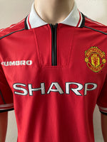 1998-2000 Manchester United Home Shirt Treble Pre Owned Size XL