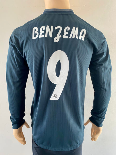 2018-2019 Real Madrid Long Sleeve Away Shirt Benzema Champions League Kitroom Player Issue Mint Condition Size 6 (M)