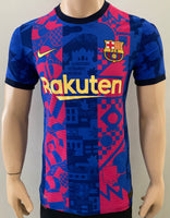 2021-2022 FC Barcelona Third Shirt De Jong Player Issue Authentic European Competition Mint Size M