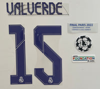 2021 2022 Real Madrid VALVERDE 15 Kit Final Champions League Avery Dennison Player Issue Home Local