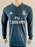 2018-2019 Real Madrid Long Sleeve Away Shirt Benzema Champions League Kitroom Player Issue Mint Condition Size 6 (M)