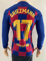 2019 - 2020 Barcelona FC Shirt Home Griezmann La Liga Player Issue Kitroom Long Sleeve (M)