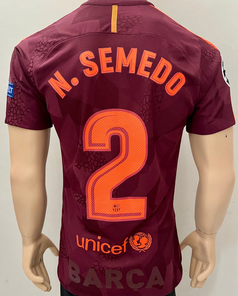 2017-2018 FC Barcelona Third Shirt Nelson Semedo Kitroom Player Issue Champions League BNWOT Size M (fitted)