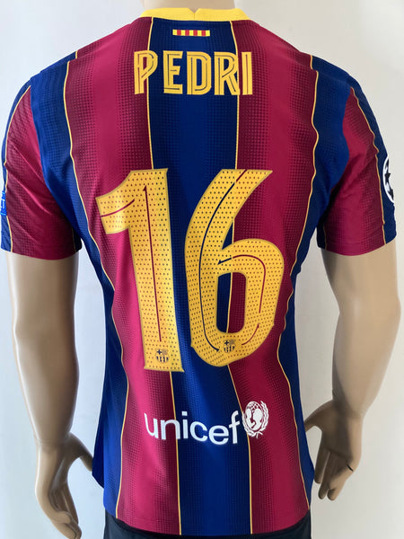 2020-2021 FC Barcelona Home Shirt Pedri UEFA Champions League Kitroom Player Issue Mint Condition Size M