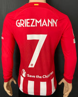 2023-2024 Atletico Madrid Griezmann Home Shirt Kitroom Player Issue Long Sleeve Champions Mint Condition Size M