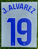 2025-2026 Atlético de Madrid Home Name Set and Number Julián Álvarez League Textprint
