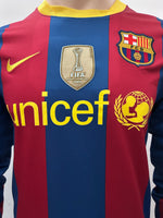 2010-2011 FC Barcelona Home Shirt Gerard Piqué Player Issue Kitroom Long Sleeve La Liga Signed Pre Owned Size L