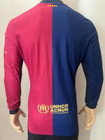2024-2025 FC Barcelona Home Shirt Player Issue Kitroom 125 Years Anniversary Old Spotify Long Sleeve New BNWOT Multiple Sizes (Fitted)