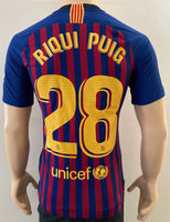 2018-2019 FC Barcelona Player Issue Home Shirt Riqui Puig La Liga Pre Owned Size S