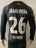 2022-2023 FC Barcelona Long Sleeve Goalkeeper Shirt Iñaki Peña Champions League Kitroom Player Issue Mint Condition Size L