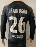 2022-2023 FC Barcelona Long Sleeve Goalkeeper Shirt Iñaki Peña Champions League Kitroom Player Issue Mint Condition Size L