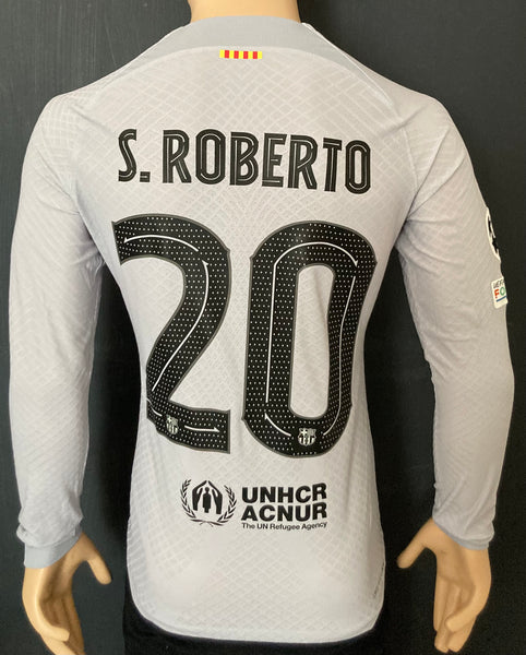 2022-2023 FC Barcelona Long Sleeve Third Shirt Sergi Roberto Champions League Kitroom Player Issue Mint Condition Size M