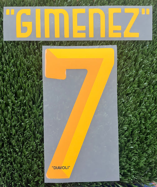 2024-2025 AC Milan Fourth Name Set and Number “ Gimenez “ Player Issue Calcio Liga Special Edition Stilscreen Off White