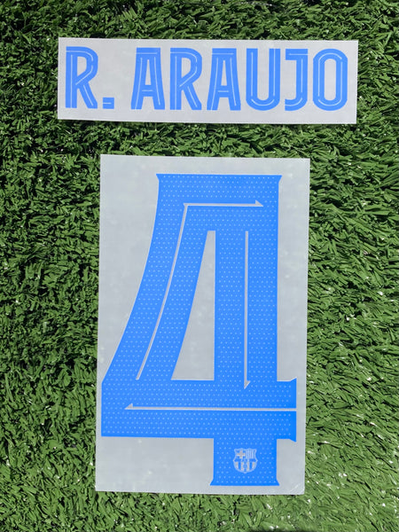2023 - 2024 Barcelona Set Name R. Araujo Away Cuo version Player Issue Text Print