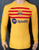 2022-2023 FC Barcelona Long Sleeve Fourth Shirt Senyera Ferran Torres La Liga Kitroom Player Issue Mint Condition Size M