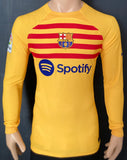 2022-2023 FC Barcelona Long Sleeve Fourth Shirt Senyera Ferran Torres La Liga Kitroom Player Issue Mint Condition Size M