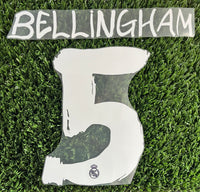 2023-2024 Jude Bellingham 5 Real Madrid Fourth Kit Y-3 Name Set and Number Avery Dennison Adult Size