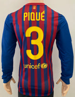 2011-2012 FC Barcelona Home Shirt Pique Player Issue Kitroom Long Sleeve La Liga Version Mint Size L