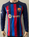 2022-2023 FC Barcelona Long Sleeve Home Shirt Raphinha Champions League Kitroom Player Issue Mint Condition Size L