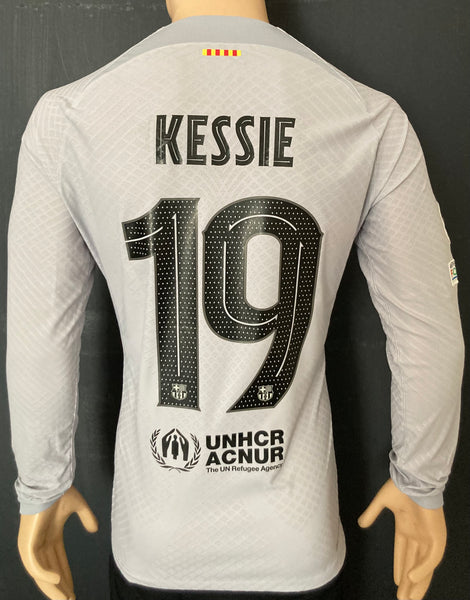 2022-2023 FC Barcelona Long Sleeve Third Shirt Franck Kessie Champions League Kitroom Player Issue Mint Condition Size L