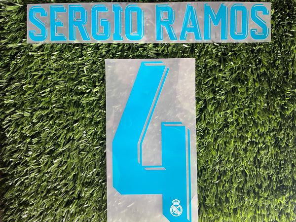 2017 - 2018 Real Madrid Sergio Ramos Name Set Number Player Issue Sporting ID Champions Cup