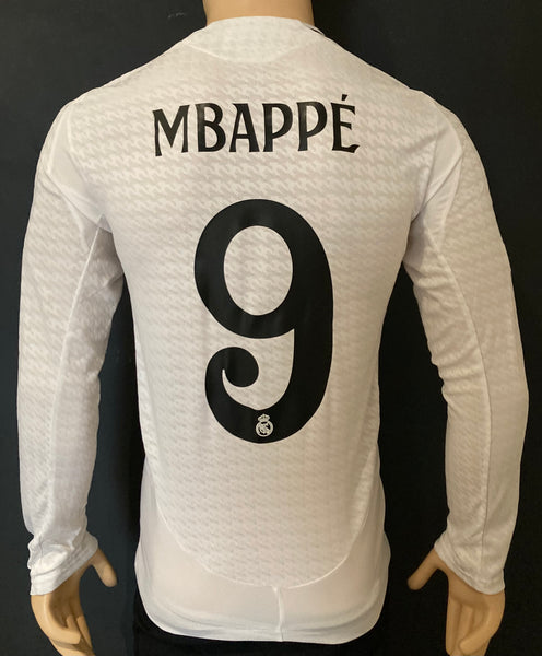 2024-2025 Real Madrid Home Shirt Player Issue Authentic Long Sleeve Mbappe Champions With Badges And HP New BNWT Size M