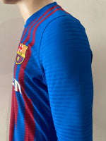 2021-2022 FC Barcelona Long Sleeve Home Shirt Pique Super Cup Spain Kitroom Player Issue Mint Condition Size L