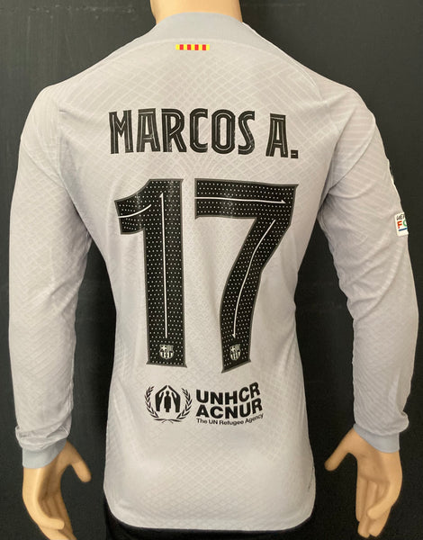 2022-2023 FC Barcelona Long Sleeve Third Shirt Marcos Alonso Champions League Kitroom Player Issue Mint Condition Size L