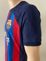 2022-2023 FC Barcelona El Clásico Motomami Edition Home Shirt Lewandowski La Liga Kitroom Player Issue Pre Owned Size L