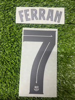 2025-2026 FC Barcelona Away Name Set and Number Ferran Torres Cup and Champions Textprint