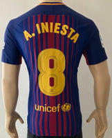 2017-2018 FC Barcelona Home Shirt Iniesta Player Issue Kitroom La Liga Mint Size M