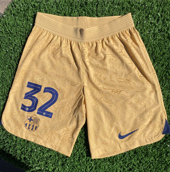 2022-2023 FC Barcelona Away Shorts Pablo Torre 32 Kitroom Player Issue Champions/Europa League and Cup version Pre Owned Size M